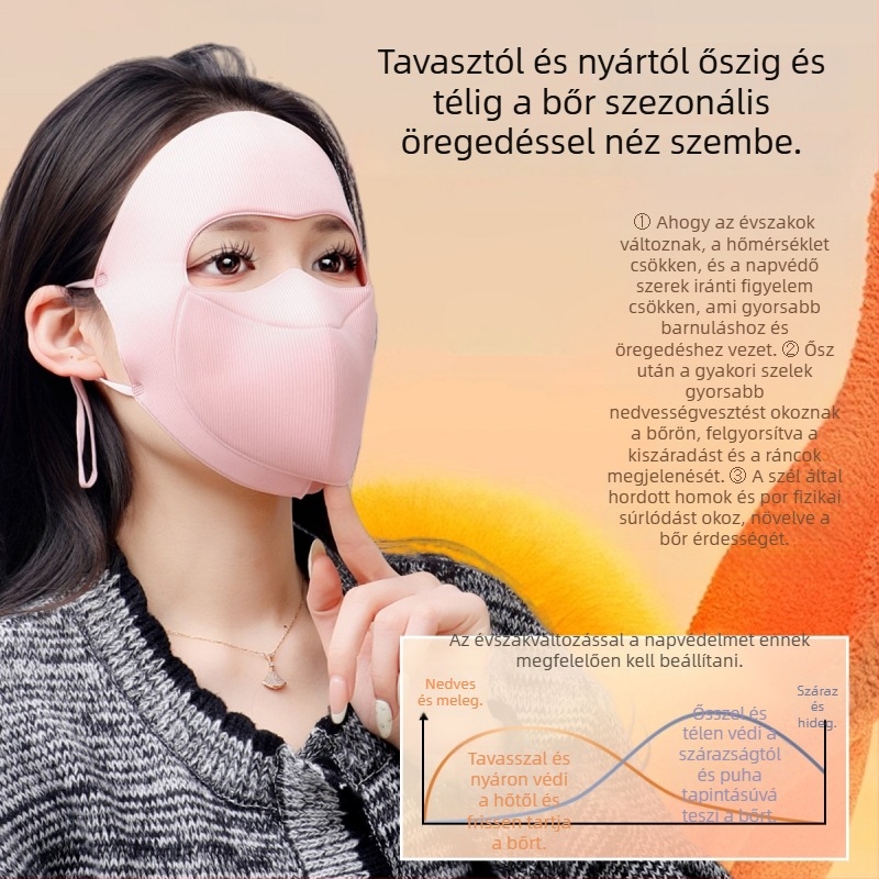 Mosható teljes arctöröl masz nőknek, divatos facekini őszre és télre, szélálló és hideg elleni védelem