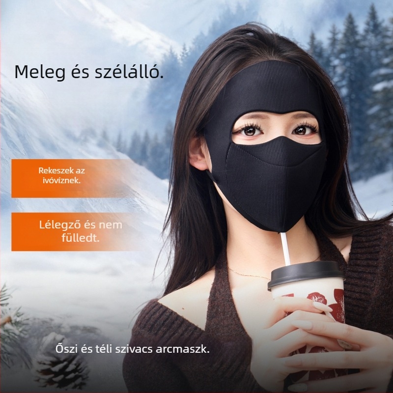 Mosható teljes arctöröl masz nőknek, divatos facekini őszre és télre, szélálló és hideg elleni védelem