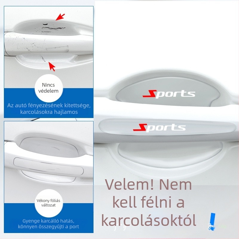 Átlátszó epoxigyanta alapú védőmatrica az ajtó fogantyújához és az ajtó mélyedéséhez, karcálló, univerzális kompatibilitás sportautókhoz