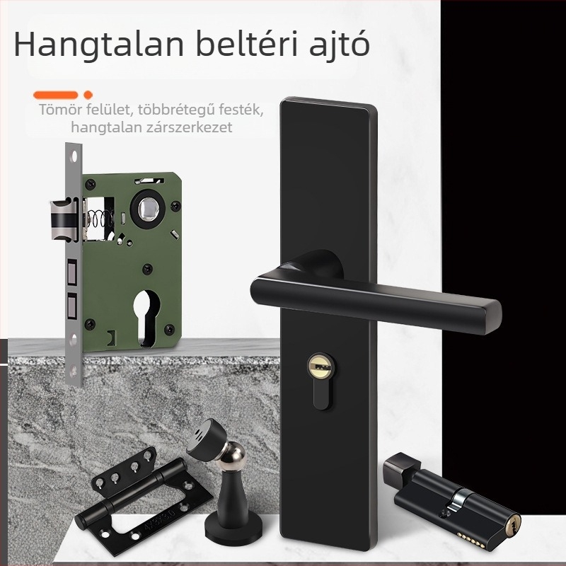 Egyedi fekete osztott mágneses ajtózár, csendes működés, fa ajtó kilinccsel