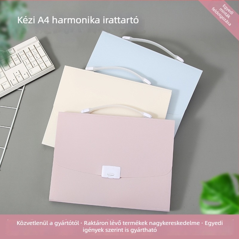 A4-es hordozható akordeon mappa, nagy kapacitású, többszintű dokumentumtároló, pastell színek, kapcsos zár, 12 rekesz