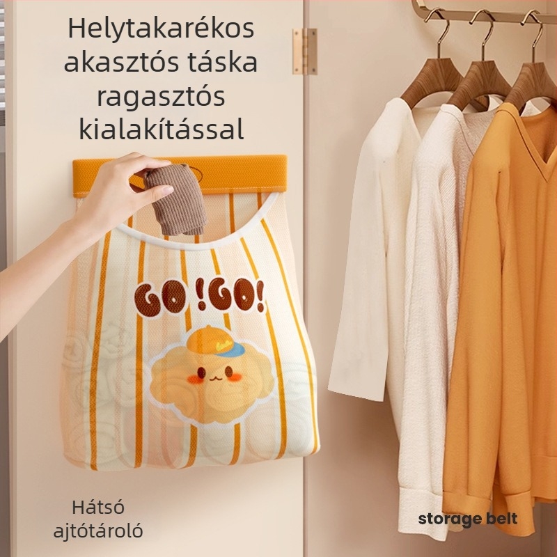 Függő tárolótáska fehérnemű és zoknik számára, hálószoba gardrób tasak, aranyos rajzfilm-stílus