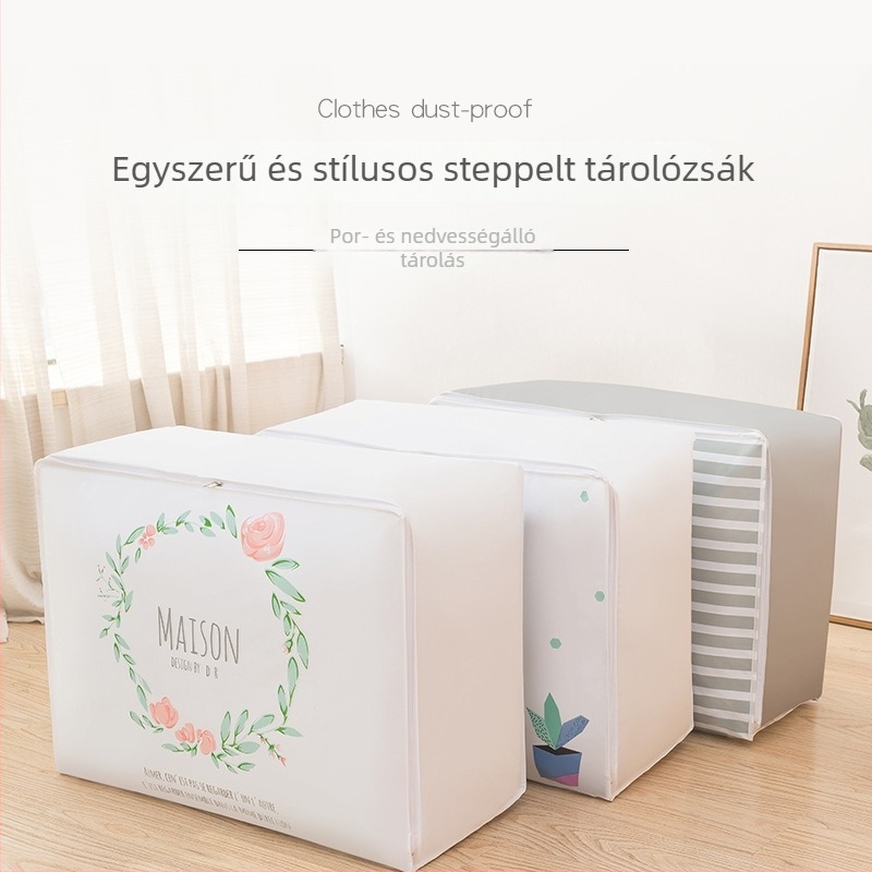 Kub alakú dunyha tároló táska, nagy méretű, PEVA anyag, hálószoba rendezésére