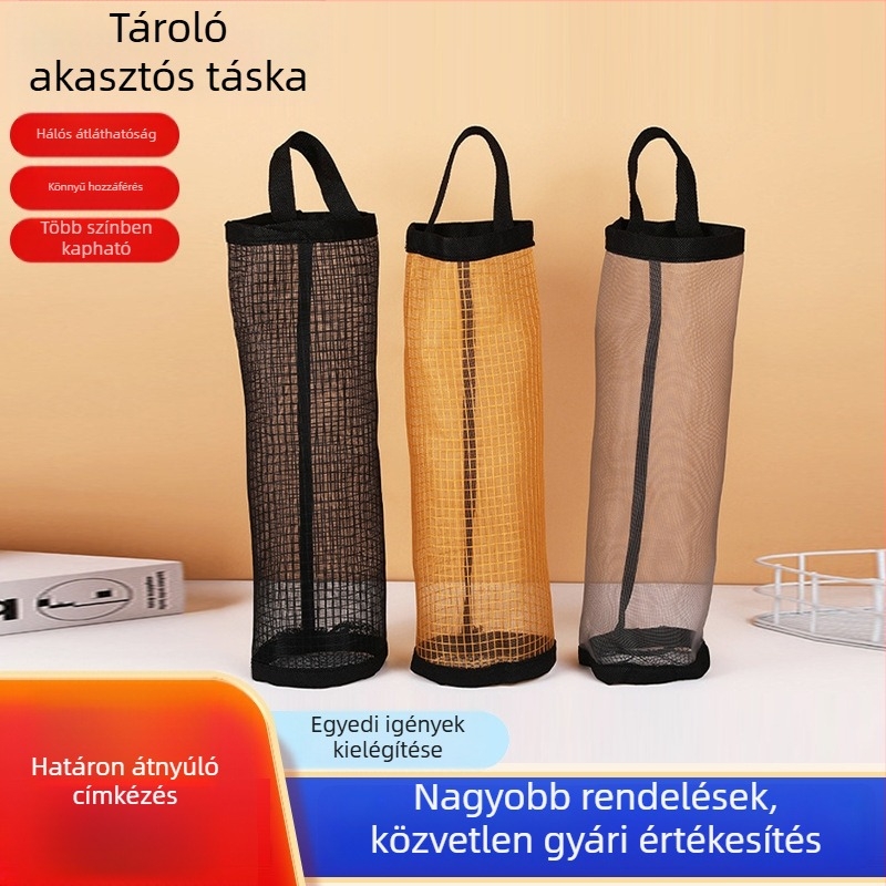 Konyhai falra szerelt műanyag zacskók tárolója kihúzható adagolóval