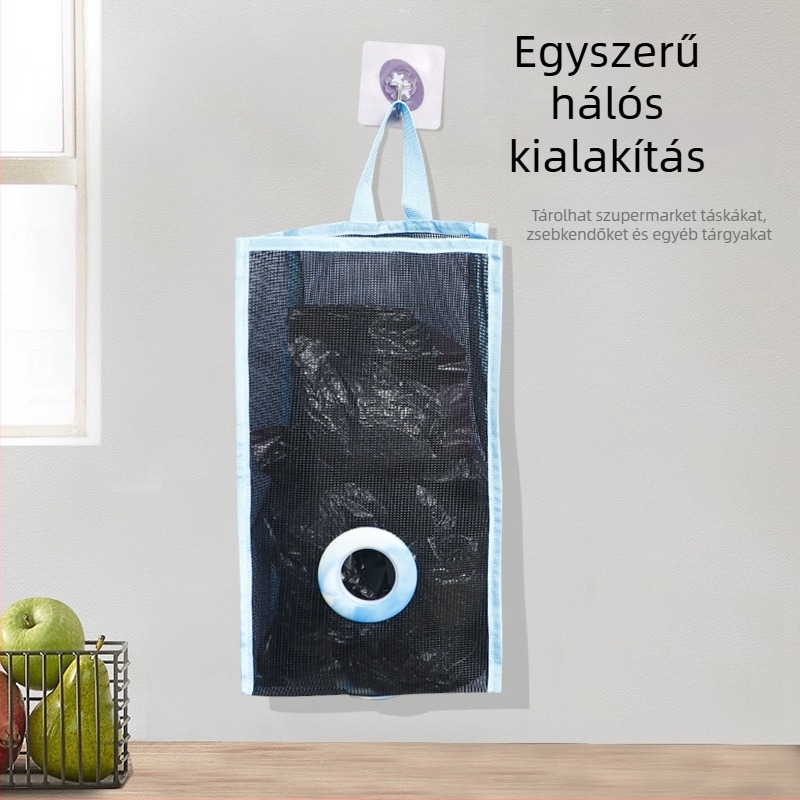 Fali konyhai szemeteszsák-tároló, négyzet alakú, kihúzható mechanizmussal