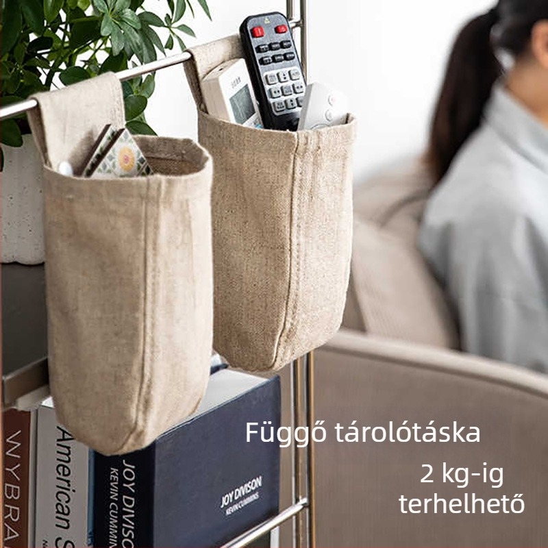 Textil tároló az ágy melletti tároláshoz telefontartóval – függő szervező ágyhoz és székre