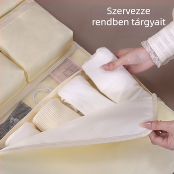 7 az 1-ben funkcionális utazótároló táska ruhák és fehérneműk számára elválasztó rekeszekkel