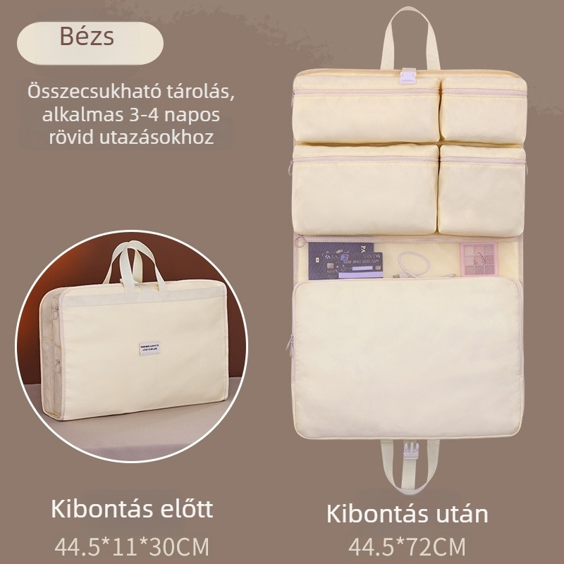 7 az 1-ben funkcionális utazótároló táska ruhák és fehérneműk számára elválasztó rekeszekkel