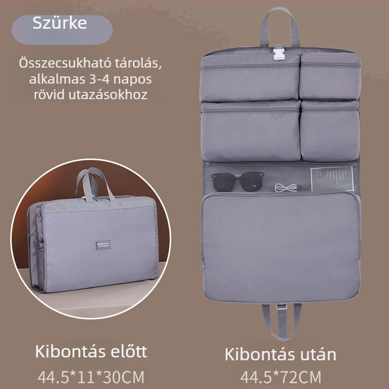 7 az 1-ben funkcionális utazótároló táska ruhák és fehérneműk számára elválasztó rekeszekkel