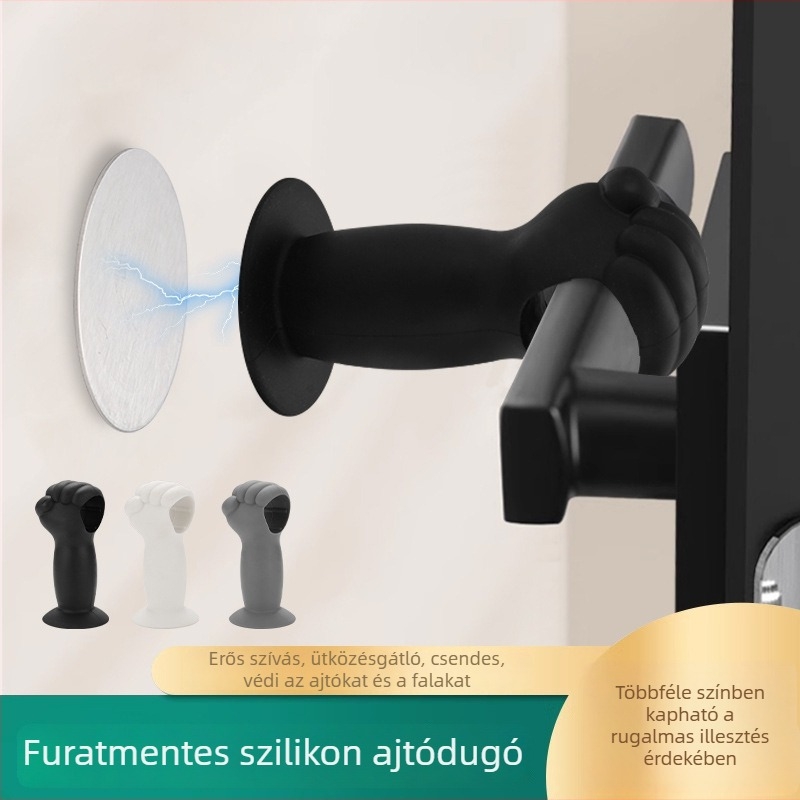 Szilikon mágneses ajtó stopper, fúrás nélküli, fürdőszobai használatra, önragasztó telepítés