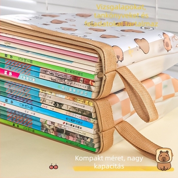 A4-es méretű átlátszó, vízálló PVC irattartó táska cipzárral, rajzfilmszerű dizájnnal, diákok számára – tárolás házimunkákhoz, dolgozatokhoz és dokumentumokhoz