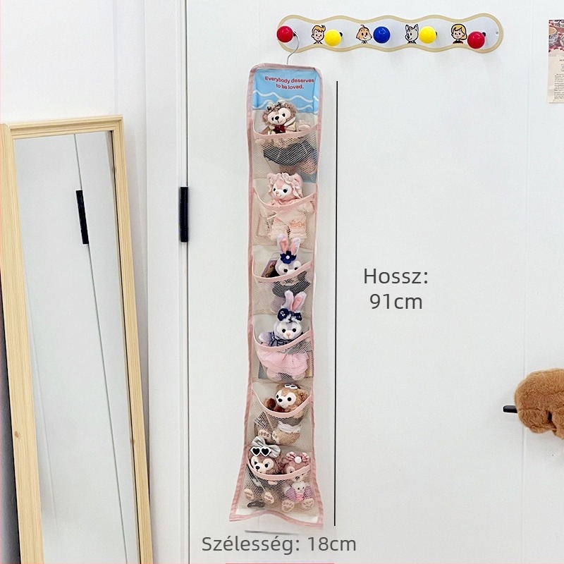 Akasztós plüssbaba tároló táska – hálós ajtó szervező