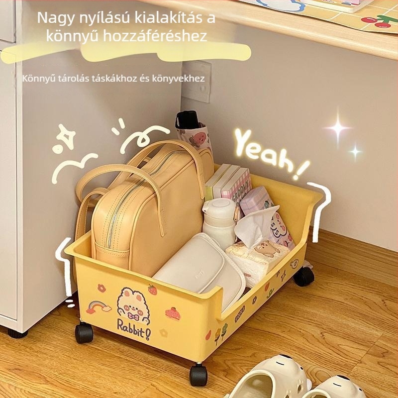 Íróasztal alatti könyv-tároló doboz görgőkkel, hordozható könyvtároló diákok számára
