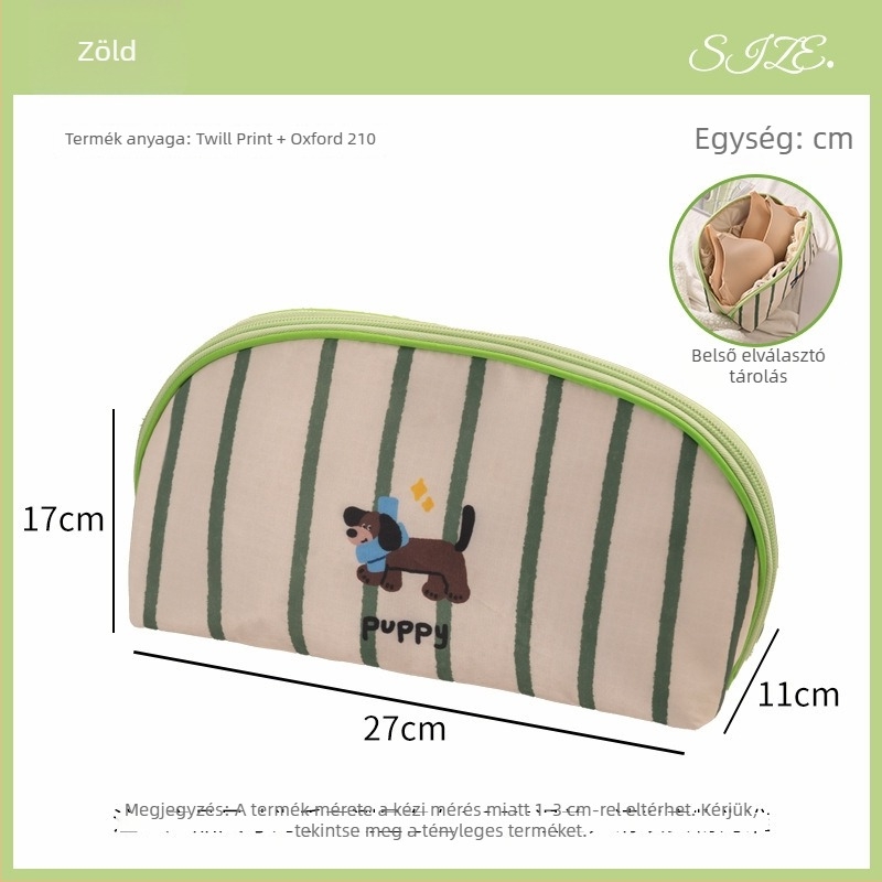 Cuki cartoon fehérnemű szervező, 3 az 1-ben, nagy kapacitású hordozható tároló táska széles nyitással és elválasztó rekeszekkel