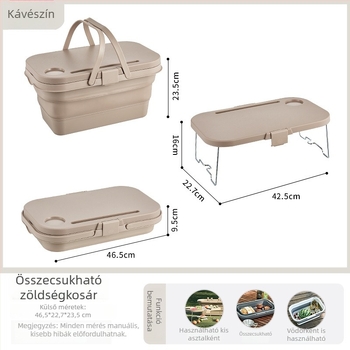 Összecsukható kültéri tároló doboz kempingezéshez és piknikhez, vízálló, hordozható az autó csomagtartójában, edényekhez és fűszerekhez.