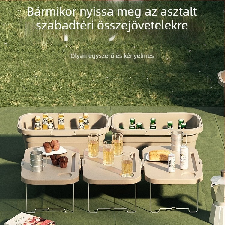Összecsukható kültéri tároló doboz kempingezéshez és piknikhez, vízálló, hordozható az autó csomagtartójában, edényekhez és fűszerekhez.