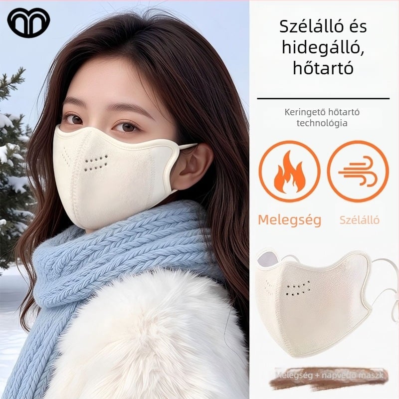 Őszi–téli polár fleece meleg arcmaszk, uniszex, kerékpározáshoz, fleece béléses, szemzugok védelme és optikailag karcsúbb arc