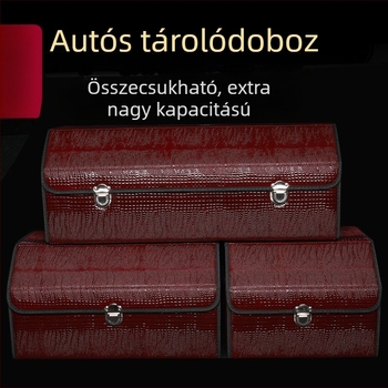 Krokodilbőr mintázatú autócsomagtartó tároló doboz, összecsukható, többfunkciós, nagy kapacitású, vízálló, fogantyúval és testreszabható
