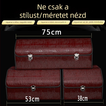 Krokodilbőr mintázatú autócsomagtartó tároló doboz, összecsukható, többfunkciós, nagy kapacitású, vízálló, fogantyúval és testreszabható
