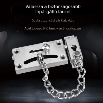 Rozsdamentes acél ajtólánc biztonsági zár, nehéz terhelésű retesz, modern letisztult stílus