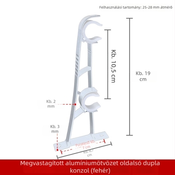 Alumínium ötvözetű oldalsó dupla függönyrúdtartó román rúdhoz, fekete, falra szerelve