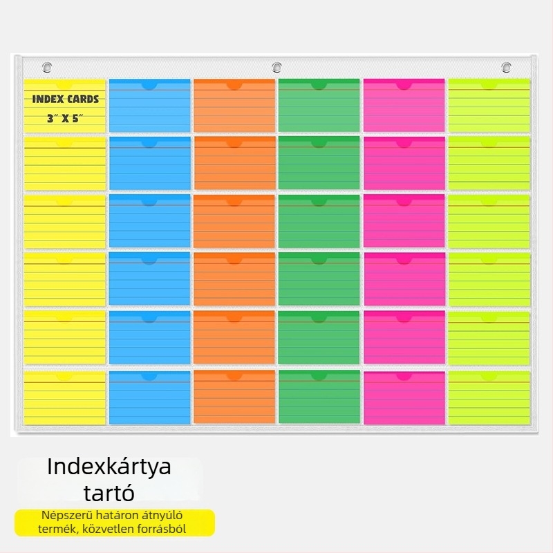 3×5 hüvely indexkártya-tároló táska 36 rekesszel a jelenlét nyilvántartásához és falon történő kiállításhoz