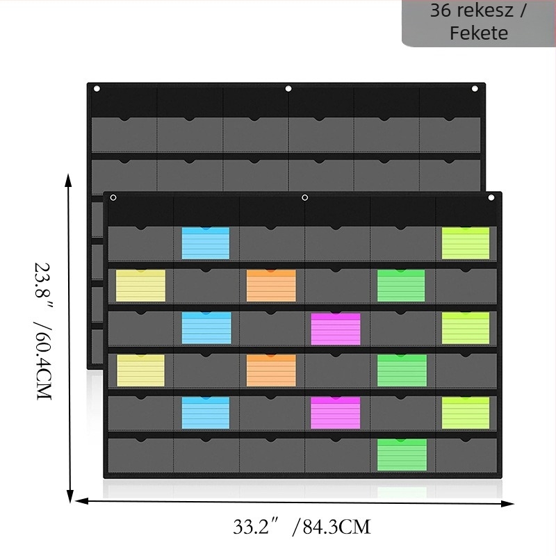 3×5 hüvely indexkártya-tároló táska 36 rekesszel a jelenlét nyilvántartásához és falon történő kiállításhoz