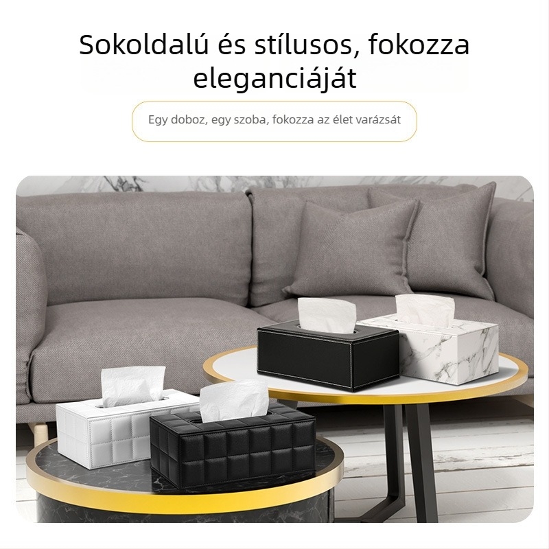 Bőrből készült zsebkendő-tartó a nappaliba és a kávéasztalhoz, modern, egyszerű stílusú asztali kiegészítő otthonra, szállodába és étterembe