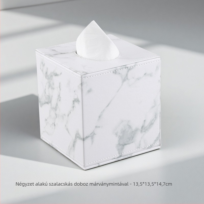 Bőrből készült zsebkendő-tartó a nappaliba és a kávéasztalhoz, modern, egyszerű stílusú asztali kiegészítő otthonra, szállodába és étterembe