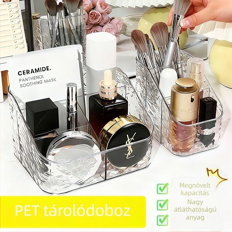 Vízhullámokkal díszített tároló doboz, könnyed luxus akril kozmetikai szervező a sminkasztalhoz, átlátszó bőrápolási termékek, arcmaszkok, nassolnivalók és egyéb kellékek