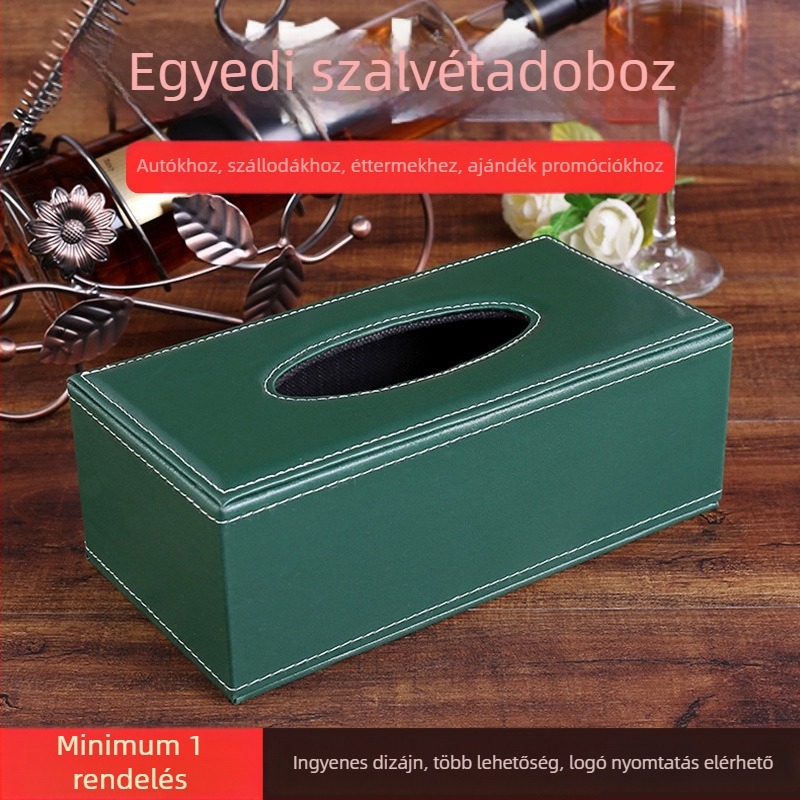 Bőr szalvétatartó – otthoni lux, asztali rendező, logónyomtatási lehetőség