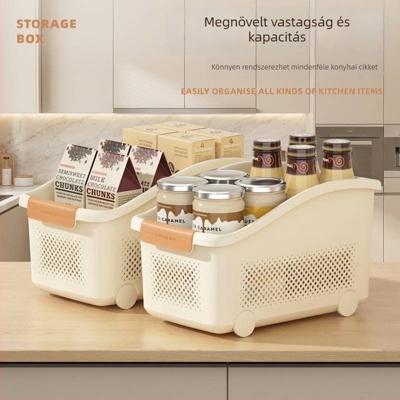 Görgőkkel ellátott, sokoldalú tároló doboz – tároló szekrény a nappaliba és a konyhába, 36 × 22 × 22 cm