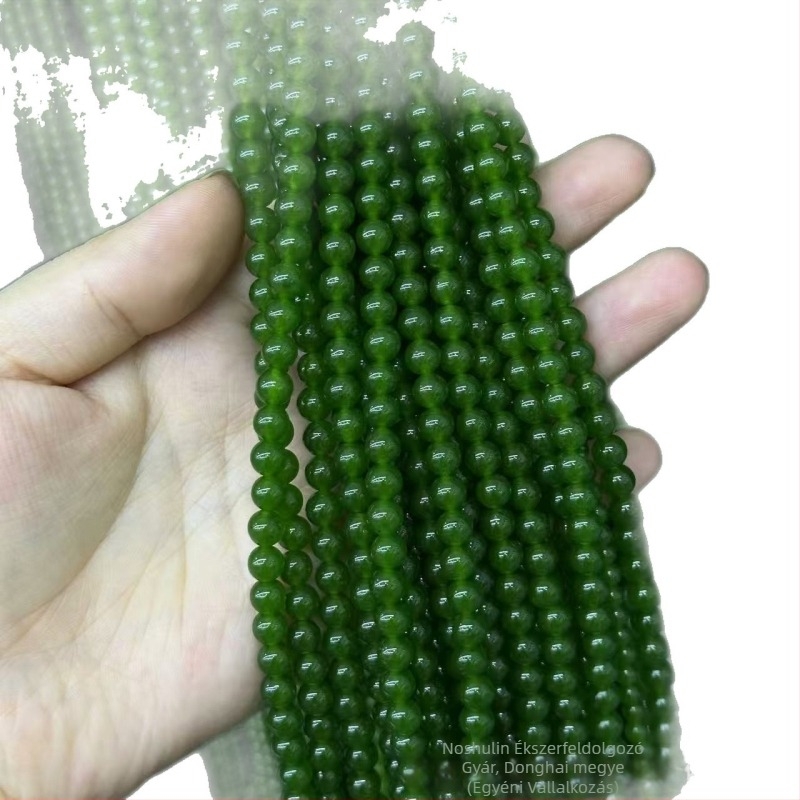 Zöld jadeit kvarcit gyöngyök, 4/6/8 mm – kerek és rizsszem-formájú gyöngyök DIY ékszerekhez