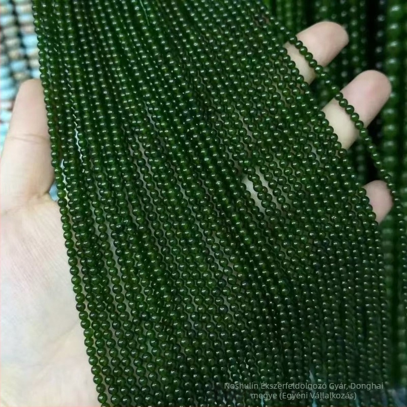 Zöld jadeit kvarcit gyöngyök, 4/6/8 mm – kerek és rizsszem-formájú gyöngyök DIY ékszerekhez