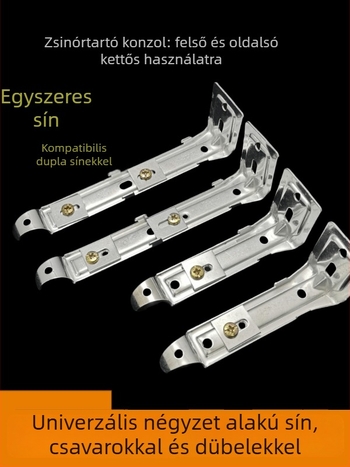 Kétfunkciós függönyrúd-sín tartó, rögzítő klippel oldalsó vagy felső szereléshez, régi modell
