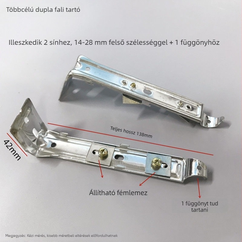 Kétfunkciós függönyrúd-sín tartó, rögzítő klippel oldalsó vagy felső szereléshez, régi modell