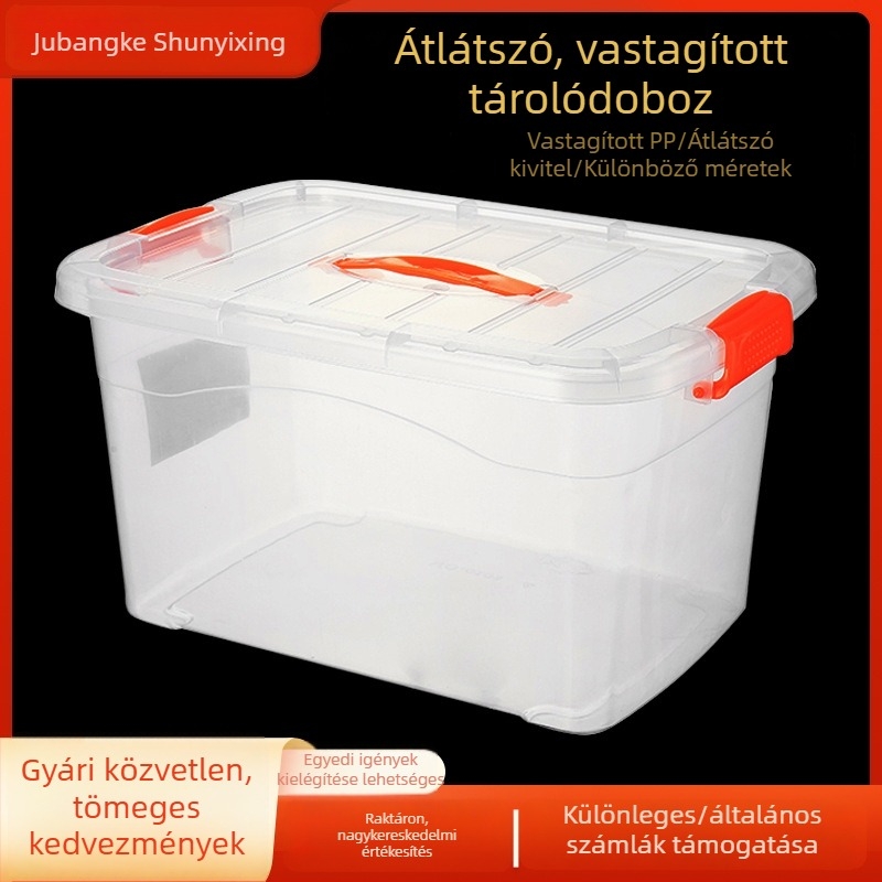 Nagy átlátszó műanyag tároló doboz fedéllel, asztali hordozható szervező játékok és nassolnivalók számára, autóhoz