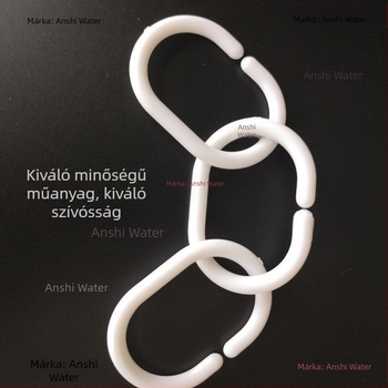 C‑alakú műanyag zuhanyfüggöny horogok és függönygyűrűk – zuhanyfüggönyhöz, ágyfüggöny gyűrűk, kabát- és ruhatárolók