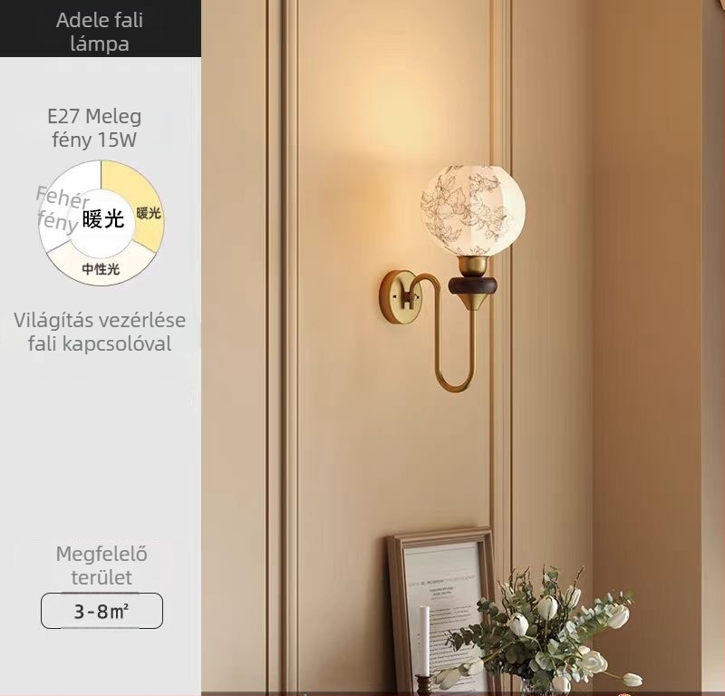 Adele francia stílusú falikar textil árnyékolóval, nappaliba és hálószobába, lépcsőházba, retro hangulat