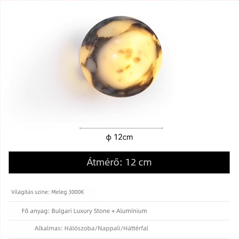 Designer éjjeli falikar Bulgari márványból hálószobába és nappaliba, olasz stílusú, luxus dekoratív világítás