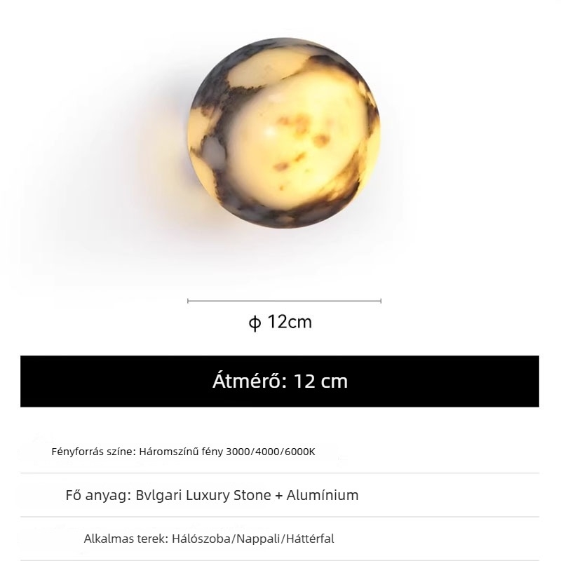 Designer éjjeli falikar Bulgari márványból hálószobába és nappaliba, olasz stílusú, luxus dekoratív világítás