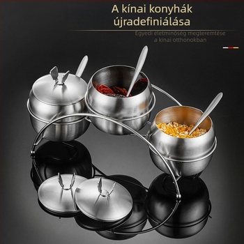 304 rozsdamentes acél fűszertartó készlet – extra vastag só- és olajtartó edények, háztartási fűszerdoboz, sótartó üveg