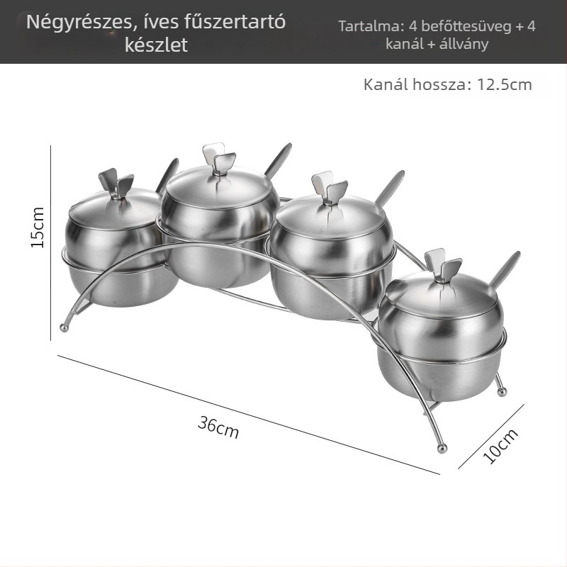 304 rozsdamentes acél fűszertartó készlet – extra vastag só- és olajtartó edények, háztartási fűszerdoboz, sótartó üveg