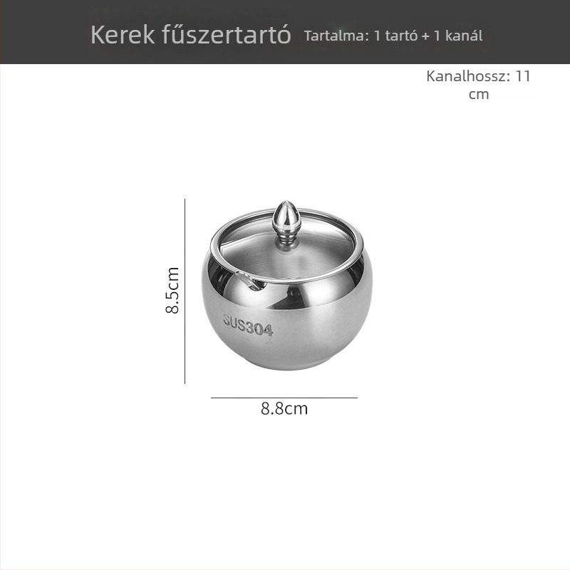 304 rozsdamentes acél fűszertartó készlet – extra vastag só- és olajtartó edények, háztartási fűszerdoboz, sótartó üveg