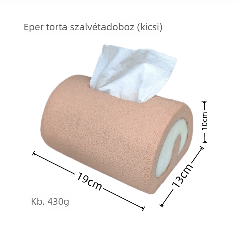 Kreatív, trendi papírzsebkendő-doboz valósághű torta tekercs dizájnnal, otthoni használatra a nappaliban vagy a hálószobában, asztali szalvétatartó.