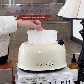 Nagy kapacitású műanyag szalvétatartó automatikus emeléssel, krém színű dizájn, nappalira