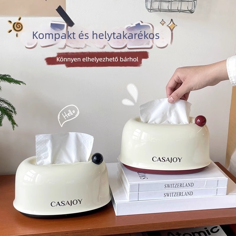 Nagy kapacitású műanyag szalvétatartó automatikus emeléssel, krém színű dizájn, nappalira