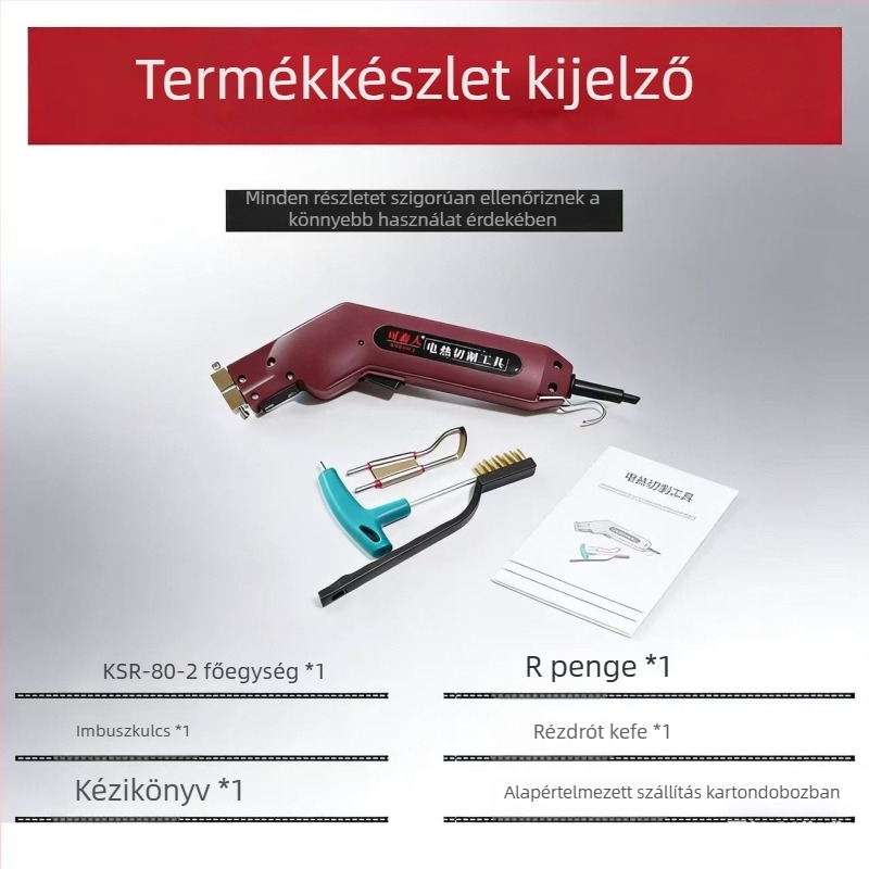 Kesen elektromos fűtésű kés reklámanyagok, szintetikus rostok, kötelek, hevederek és függönyök vágására