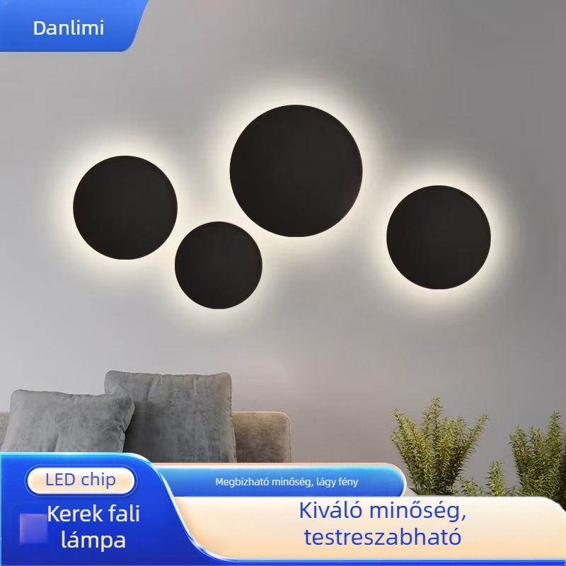 Északi minimalista LED kör falikar hálószobába, folyosóra és kültérre, vízálló