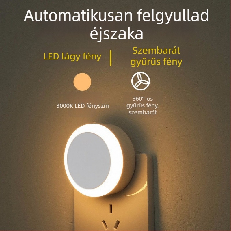 Szenzoros éjjeli fény hálózatról, LED falikar gyerekszobába, energiatakarékos